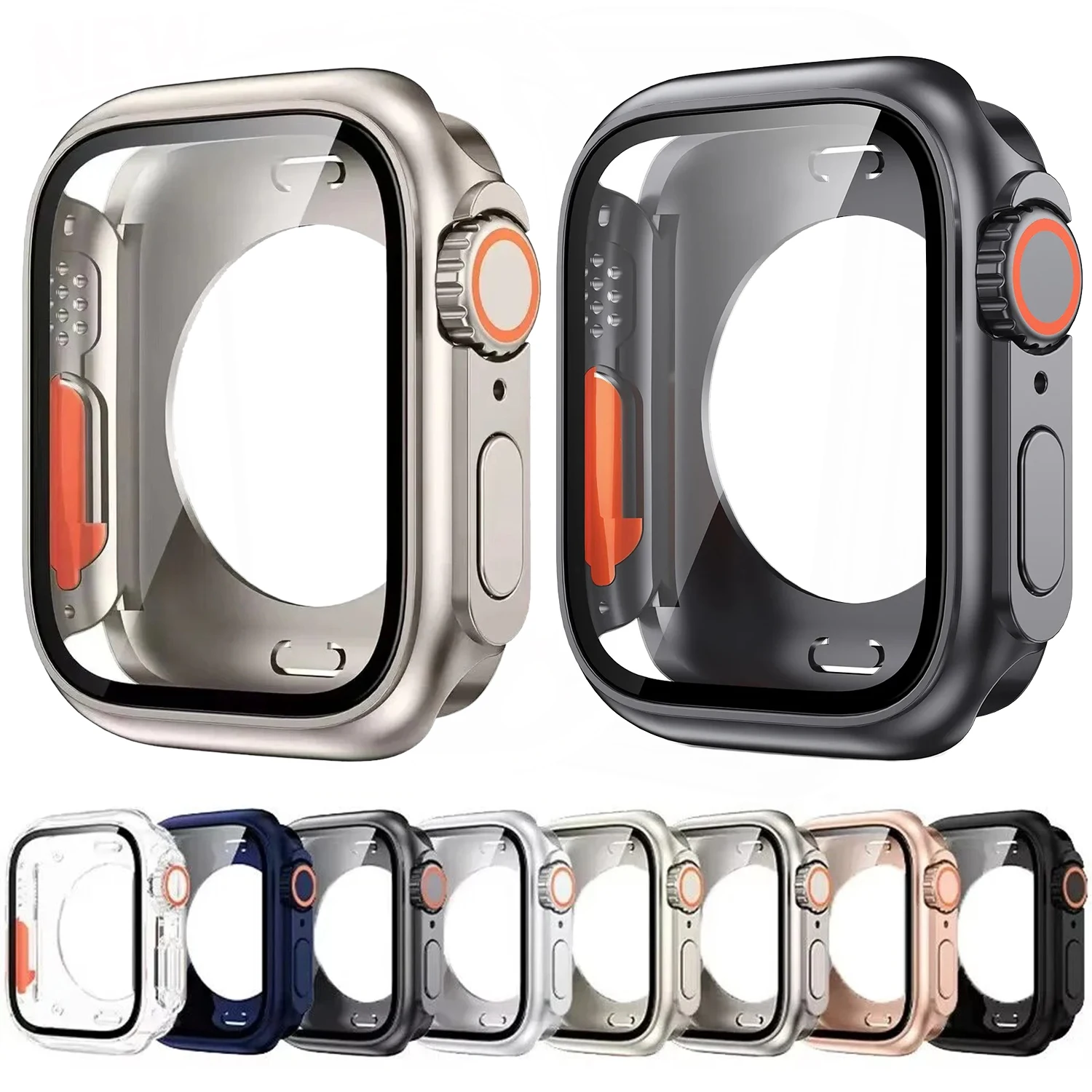 Displayschutzfolie für Apple Watch 44 mm, 45 mm, 40 mm, 42 mm, hartes PC-Gehäuse vorne und hinten für iwatch10, 9, 8, 5, 7, 6, Wechsel zu Ultra