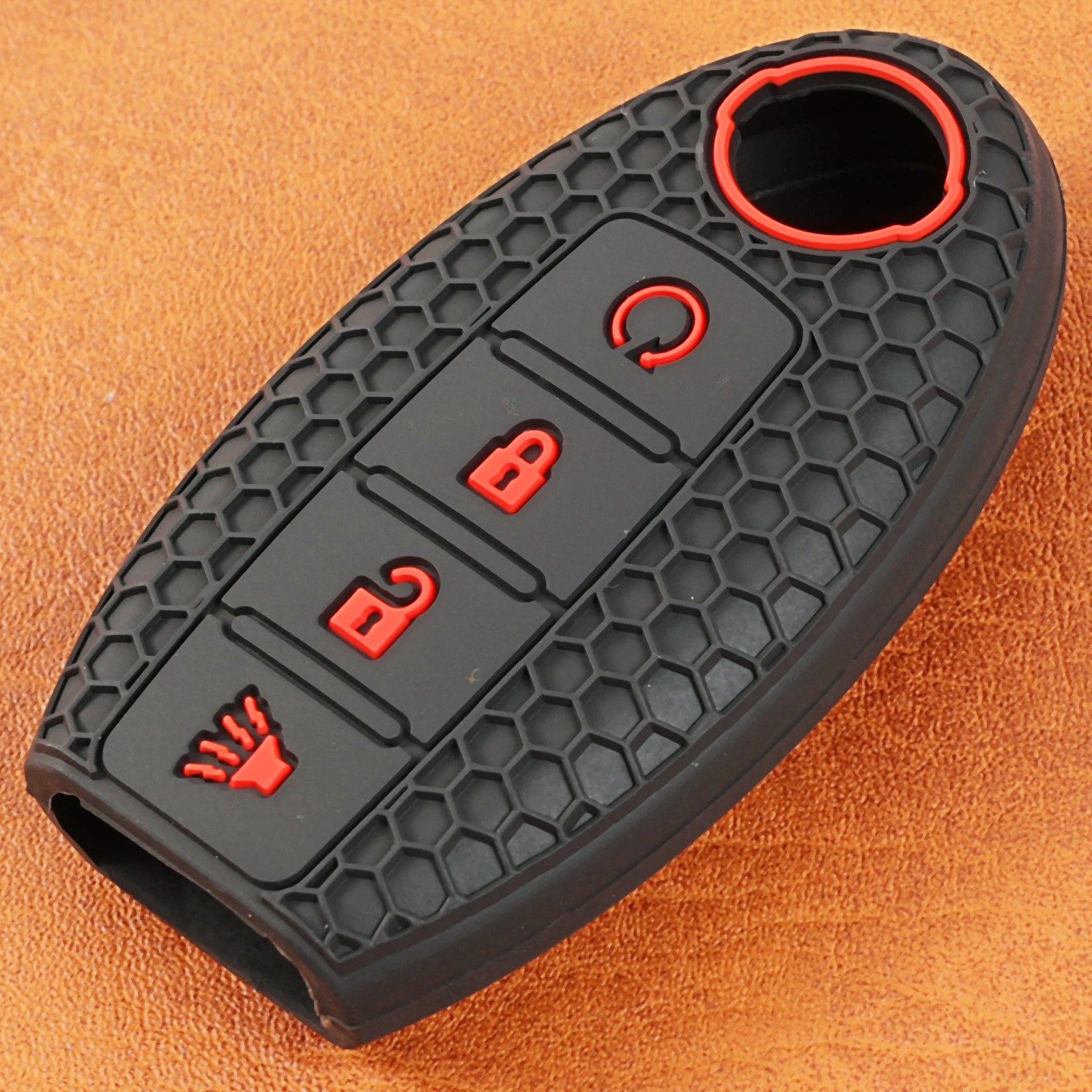 4 Button Remote Key Fob Ring Chain Case Cover Holder Shell Silicone For Nissan Titan XD Leaf Rogue Altima Maxima Versa 2020 2021