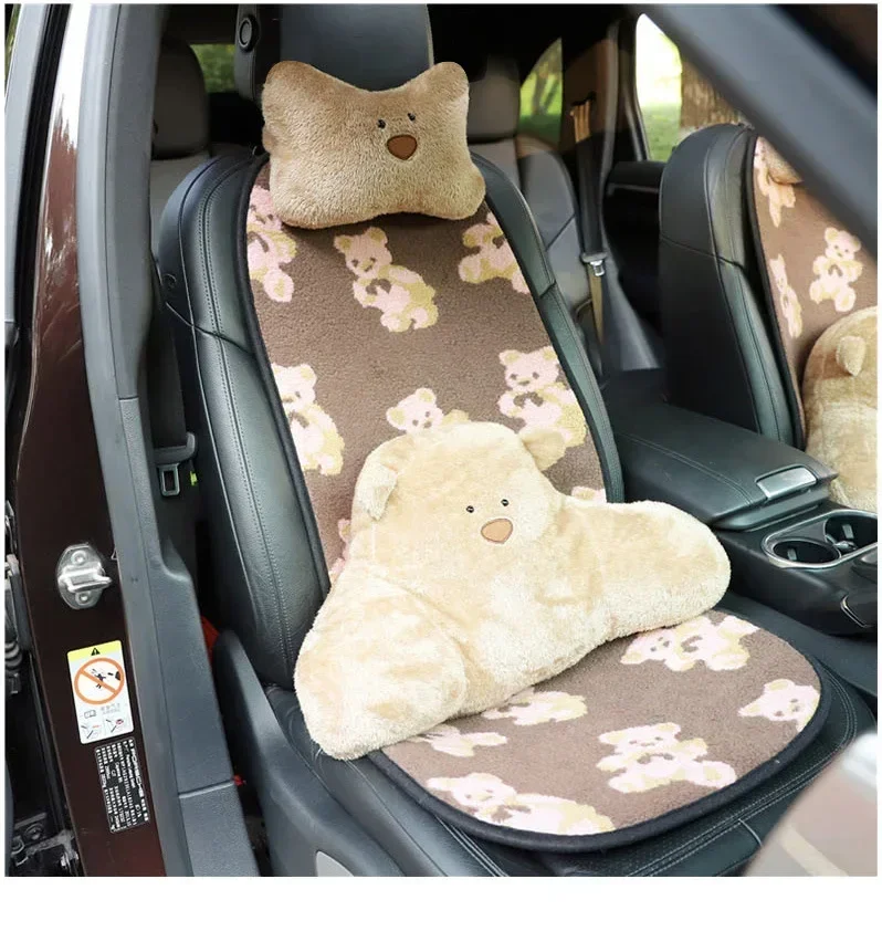 

Women's 2-in-1 Car Pillow Set: Plush Cartoon Animal Neck/Lumbar Support for Driving Comfort