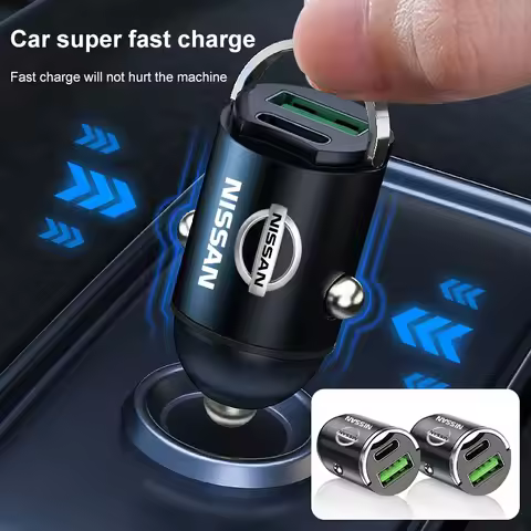 Car Charger USB Type-C Fast Charging Power Adapter For Nismo Nissan Emblem R34 GTR Tiida Sylphy Teana X-trail 1 2 Qashqa