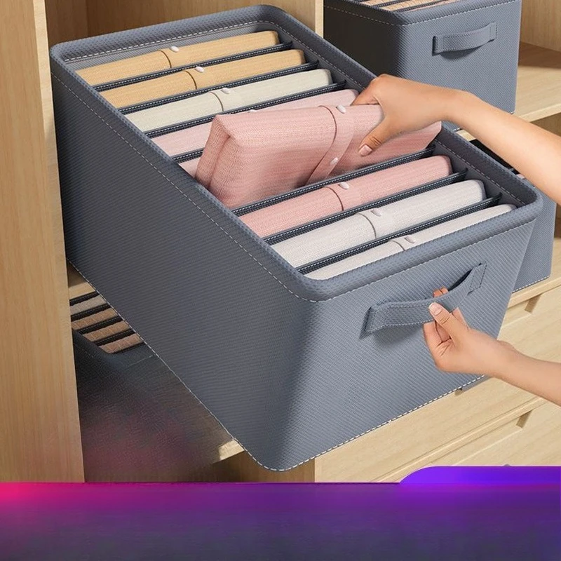 2/4PCS Thick Non-woven Fabric Storage Box Drawer Organizer Foldable Clothes  Box Wardrobe Pants Underwear Storage Container