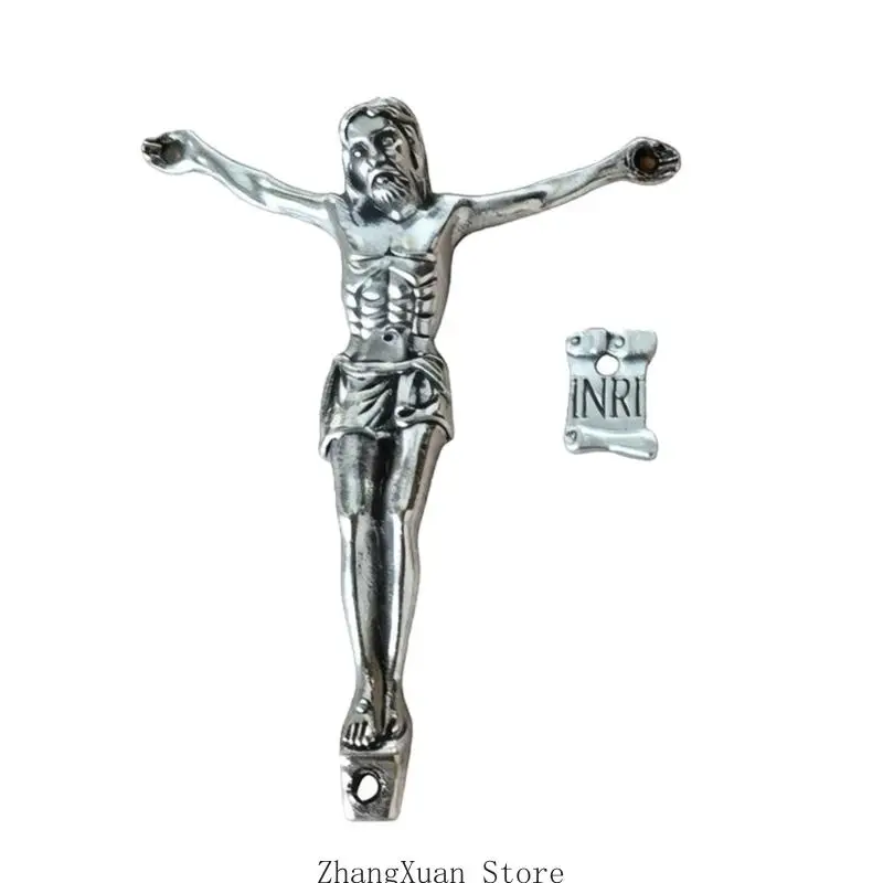 Jesus-Kruzifix-Wandkreuze, katholische Wandskulptur, Jesus-Kreuze, Statue, religiöse christliche Heimdekoration, Gebetsraum, 3 x – Detail 4