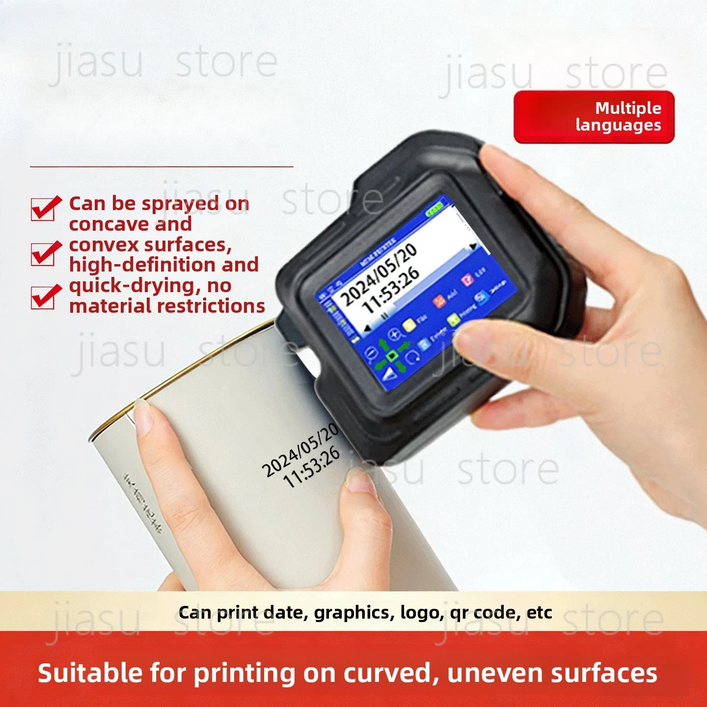 Smart Mini Handheld Inkjet Coder Portable Date & Price Marking Machine for Bottle Caps Cans Plastic Bags Concave‑Convex Surfaces