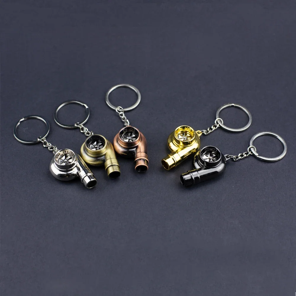 Whistle Sound Turbo Keychain Sleeve Bearing Spinning Auto Part Model Turbine Turbocharger Key Chain Ring Keyring Accessories