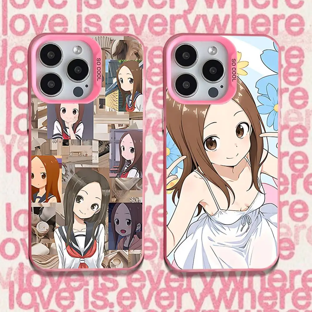 

K-Karakai Jozu no t-Takagi San Case For iPhone 17,16,15,14,13,12,11,Pro,XS,Max,Plus,Mini,SE Pink Candy Matte Shockproof Cover