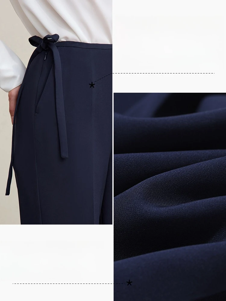 Amii Pantaloni alla caviglia 2026 Primavera Nuovo Pendolare Cintura svolazzante Pantaloni affusolati con lacci Tinta unita Pantaloni casual da donna 12621043