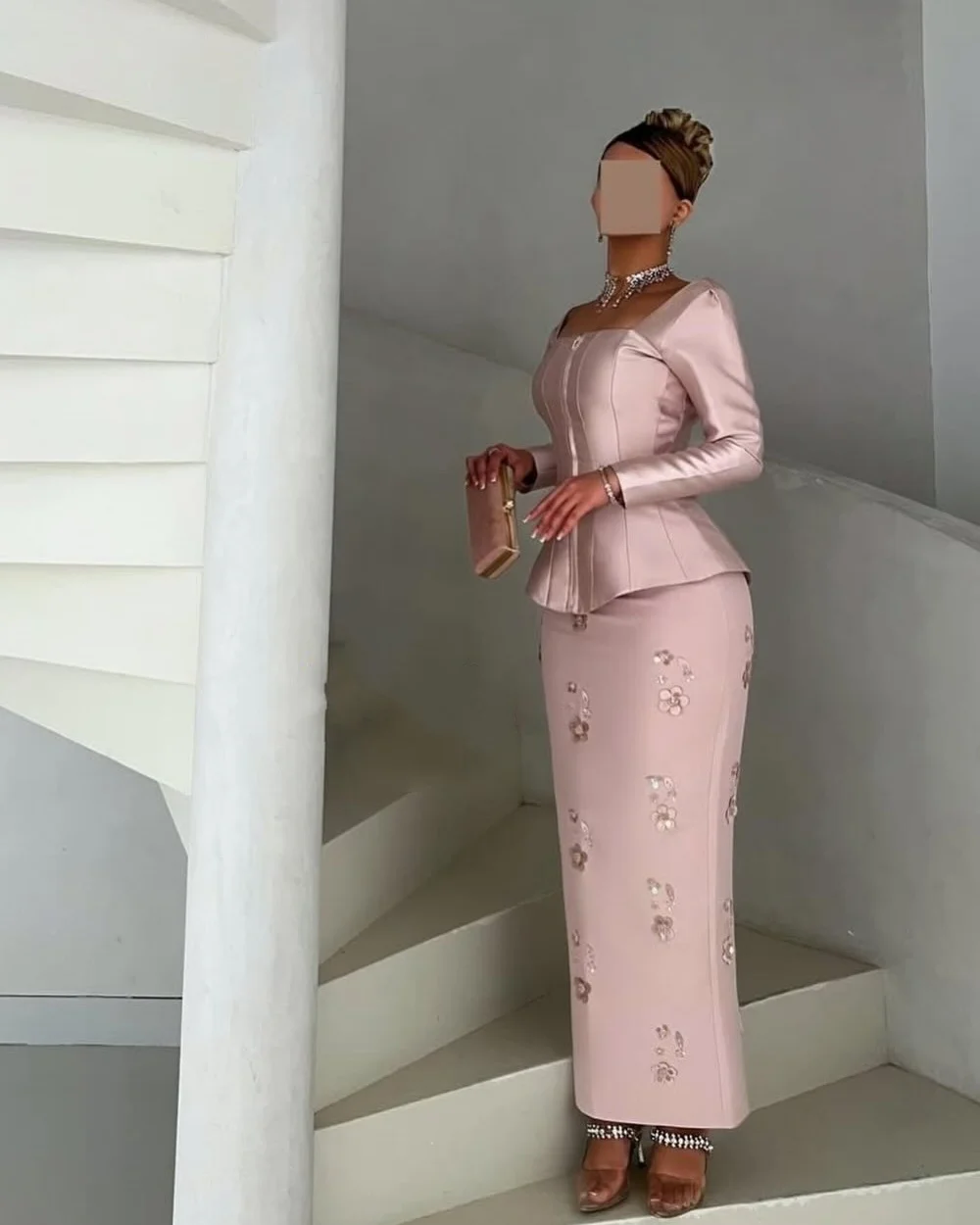 

Индивидуальные замысловатые роскошные цветы ручной работы со стразами, прямой квадратный вырез до щиколотки, вечерние платья для женщин, формальные