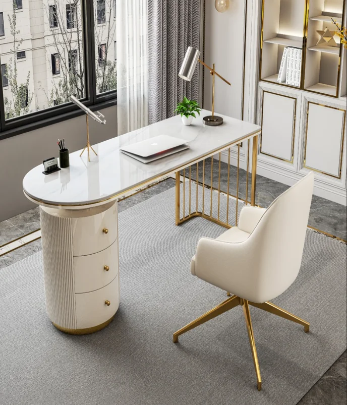 Modern Marble Table Office Desk Furniture With Drawer Marble Table Boss Desk Cabinet Home Office Desk