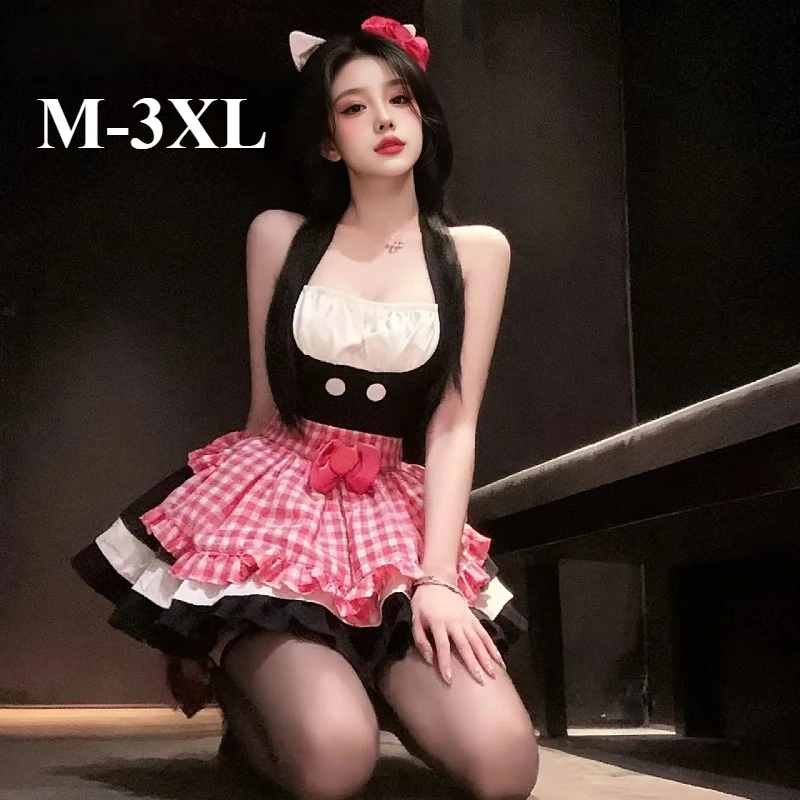 حجم كبير القط خادمة تأثيري المثيرة الملابس الداخلية أنيمي الحلو لوليتا فستان خادمة الفرنسية المئزر خادم موحدة الرسن عارية الذراعين بيبي دول