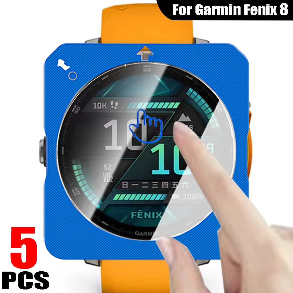 

1-5 шт., простое в установке закаленное стекло для Garmin Fenix 8, солнечные защитные пленки AMOLED, 43/47/51 мм, аксессуары из пленки против царапин