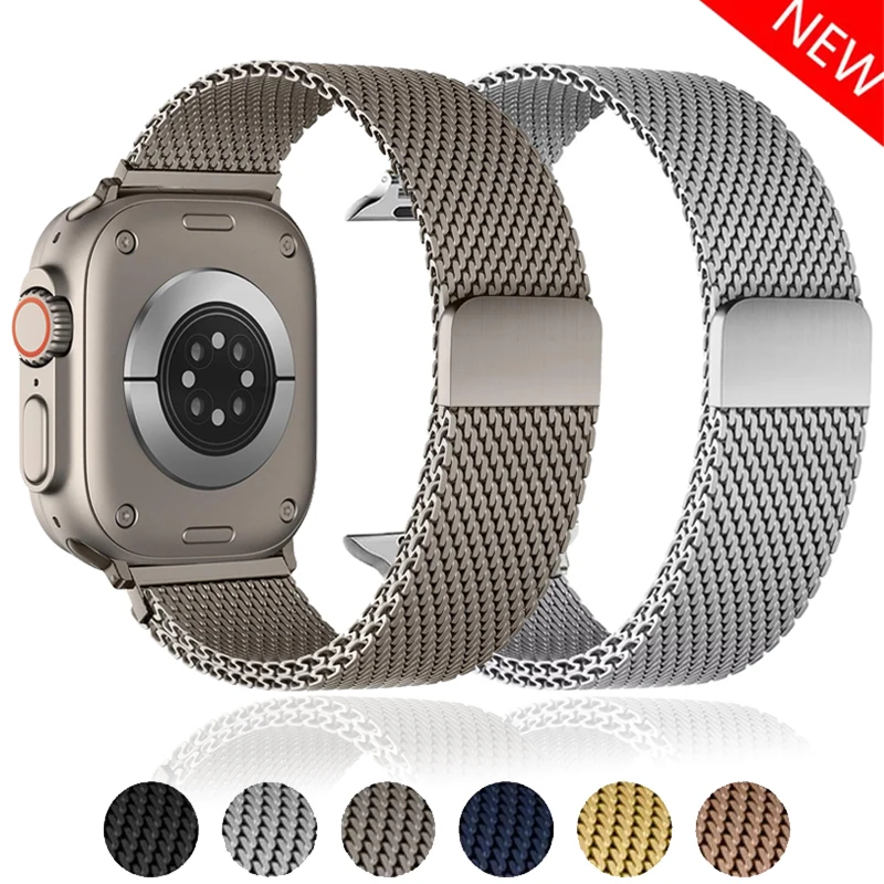 حزام ميلانيزي معدني سميك لساعة أبل Ultra3 2 العصابات 49 مللي متر 46 مللي متر 44 مللي متر 45 مللي متر 40 مللي متر 41 42 مللي متر سوار iWatch Series 11 10 9876 SE3