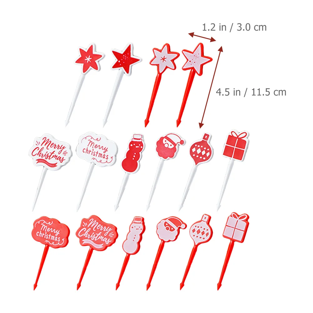 

16Pcs Plastic Fruit Picks Xmas Themed Decorative Picks for Snacks Appetizers Desserts Party Wedding Holiday Gathering Table