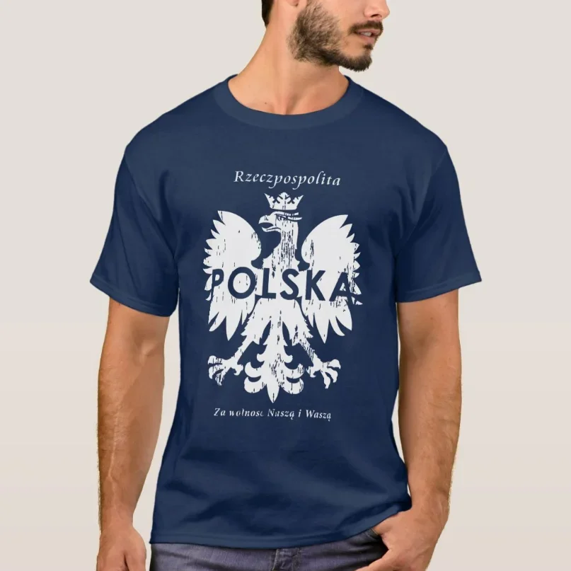 Vintage Polish Eagle Coat of Arms T-Shirt 100% Cotton O-Neck Summer Short Sleeve Casual Mens T-shirt Size S-3XL