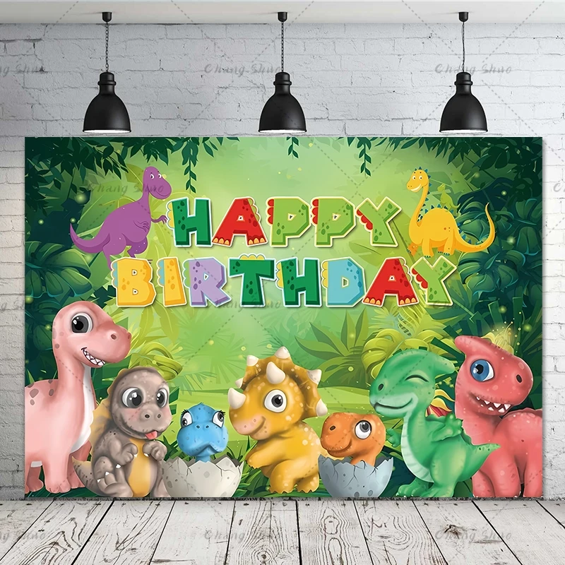 Cartoon Dinosaur Birthday Backdrop Woodland Party Decorations Jurassic World Dino Poster Backgrounds For Baby Shower