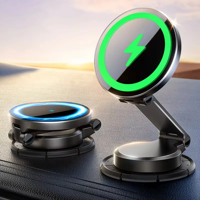 Car wireless charger magnetic cell phone holder for Apple car navigation special support bracket