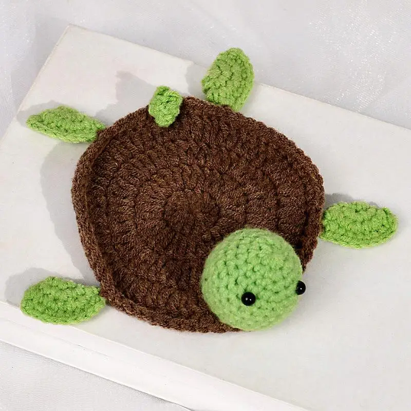 Handgemachter Häkeluntersetzer in Schildkrötenform, leicht zu reinigen, lustiger Tier-Becheruntersetzer, waschbare Strickunterlage für Zuhause, Küche, Kaffeetasse, Weihnachtsgeschenk – Detail 6