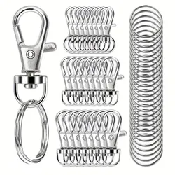 50PCS Swivel Snap Hooks With Key Rings, Premium Metal Swivel Lobster Claw Clasps In Assorted Sizes (Large, Medium, Small) For K