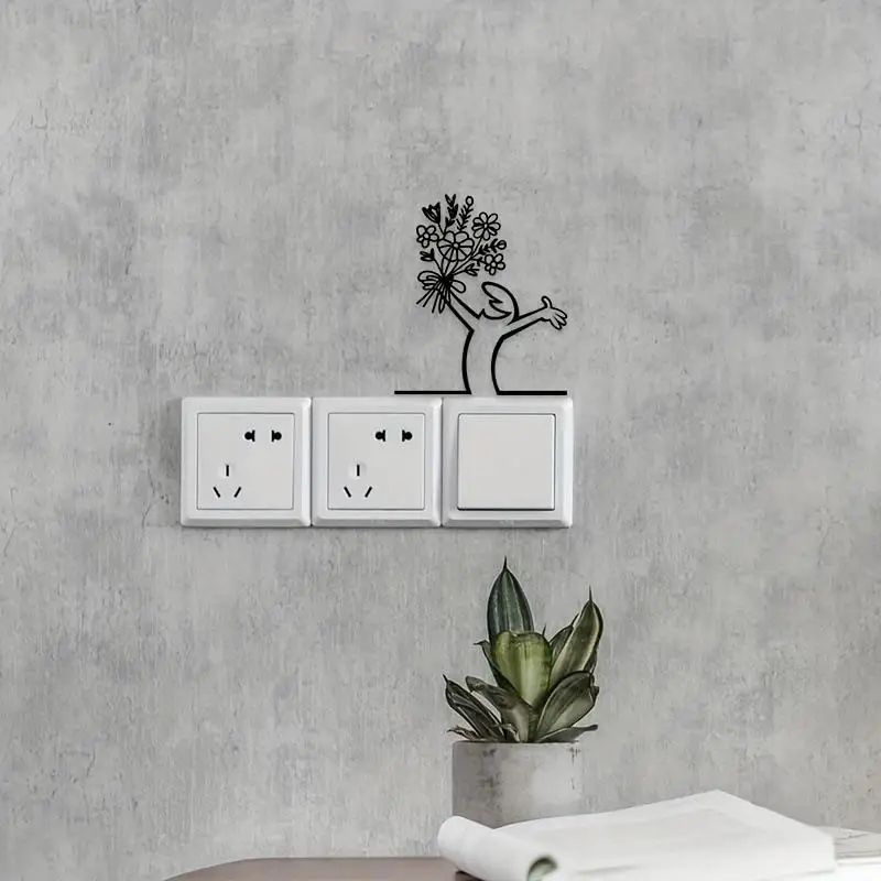 Line Figure Modern Metal Poster For Living Room Bedroom Switch Sticker Easy Hang Installation