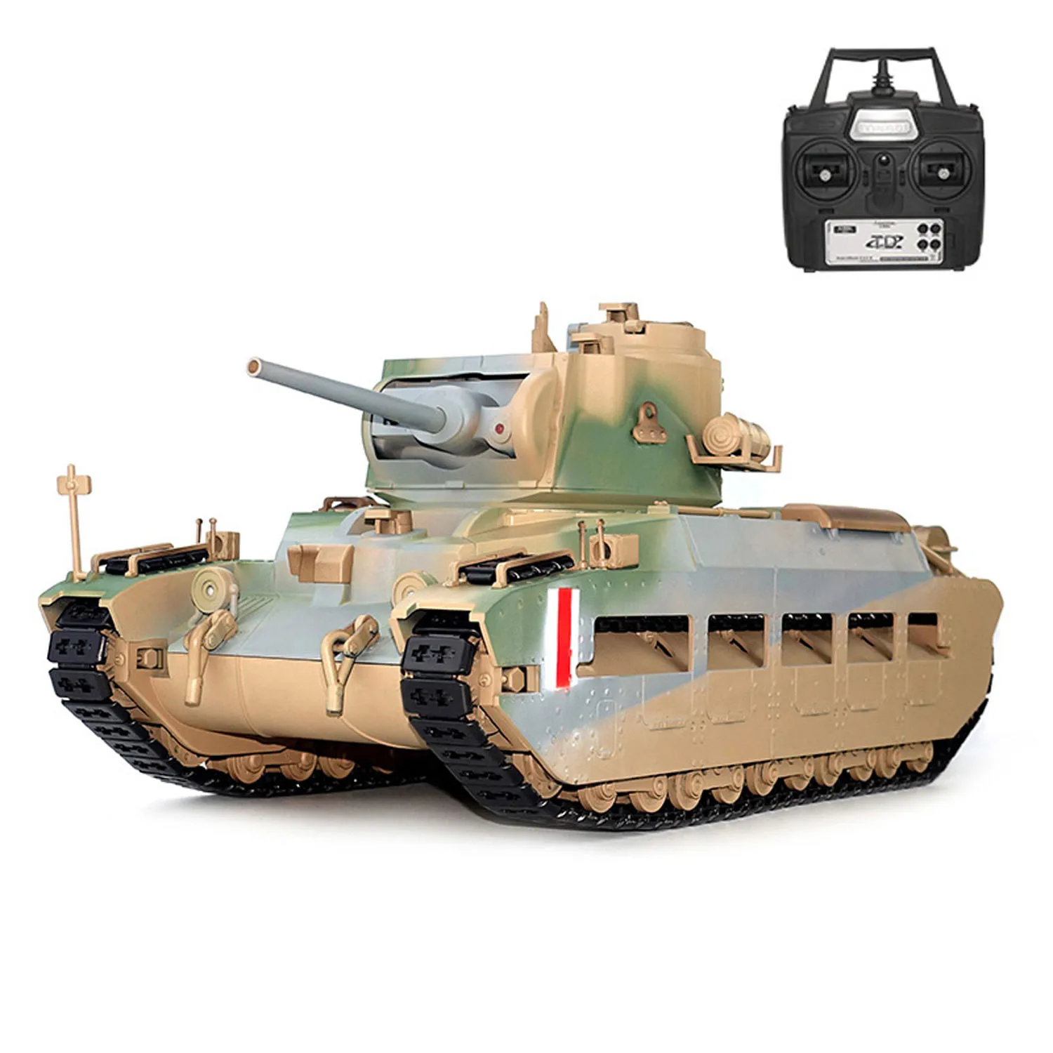 Système infrarouge Tongde RC Tank 1/16 Matilda III IV 320 tourelle rotative lumières sons toutes roues métalliques batterie prête à courir
