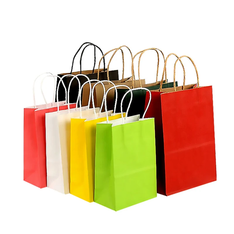 10/30/50pcs Colorful Paper Gift Bags Christmas Holiday Party Gift Bag with Handles Jewelry Shopping Favor Bags, Kraft Bags