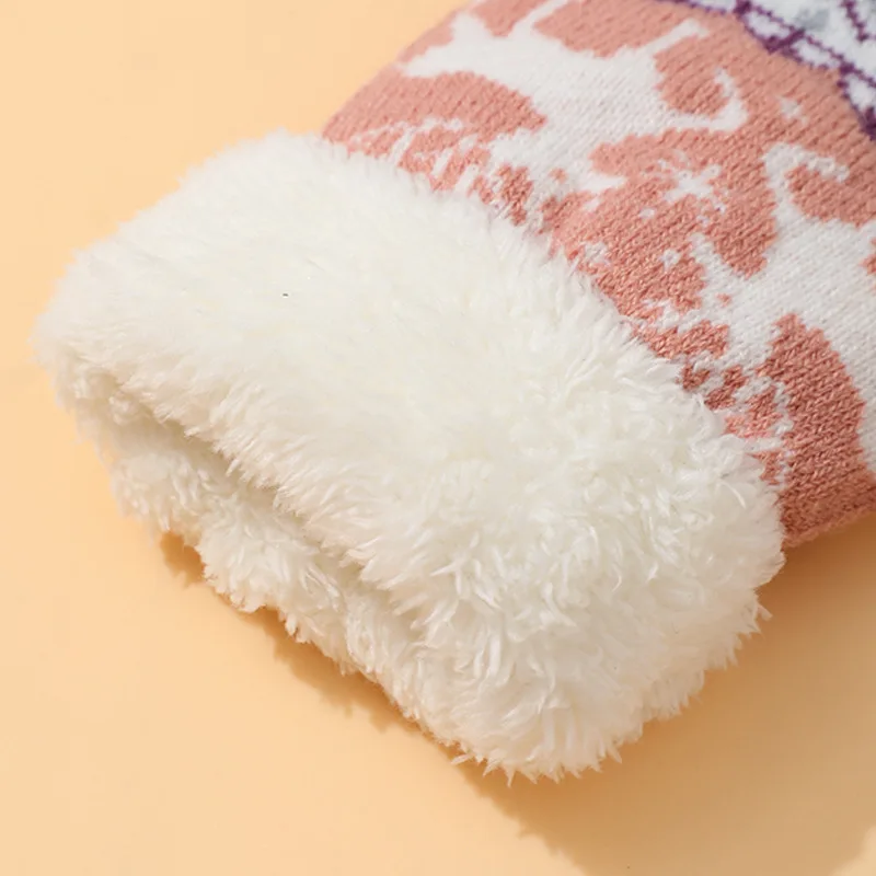 Christmas Winter Gloves Women Christmas Deer Pattern Thick Glove Touchscreen Warm Reindeer Jacquard Daily Commute Student Office