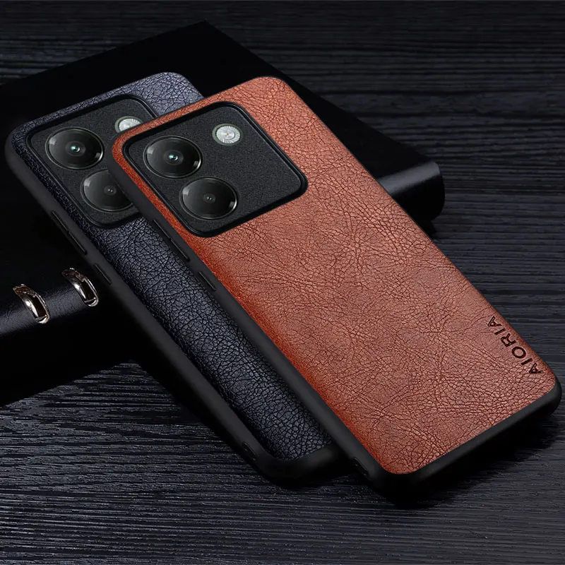 Leather Case For Poco M7 Pro 5G Premium Business Style Retro Litchi Pattern Back Cover for poco m7 pro 5g case