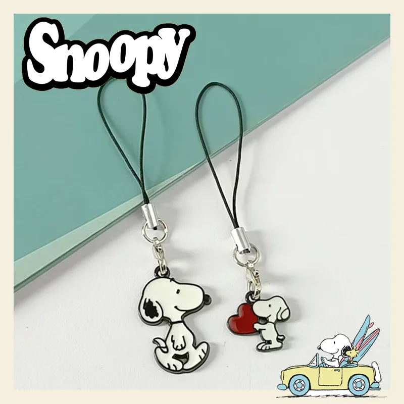 

Модный металлический женский шнурок для телефона Kawaii Snoopy, подвеска-цепочка с защитой от потери, милая искусственная бижутерия, декоративный брелок