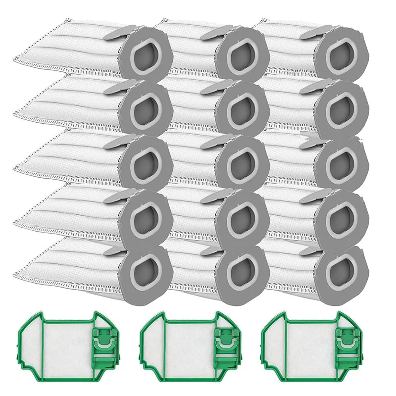 A74G-Pack 15 Tas Penyedot Debu untuk Vorwerks Kobold VK7, untuk Vorwerk Kobold VK7 FP7, dengan 3 Filter HEPA
