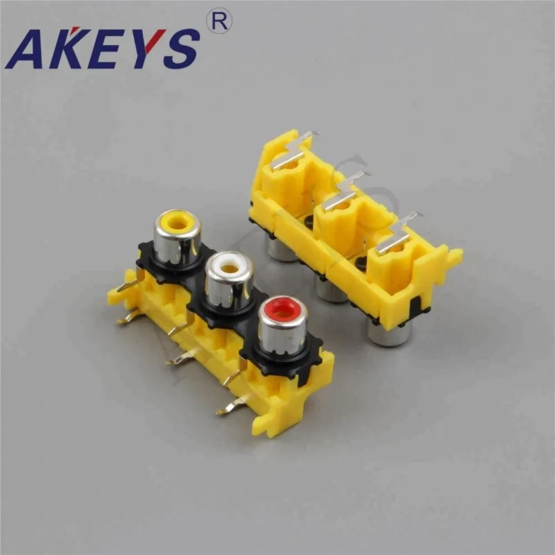 10PCS AV3-8.4-14A PCB Mount AV Concentric Outlet 3 RCA Female Audio Socket