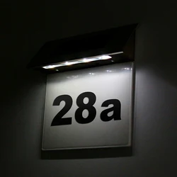 Numéro de maison solaire à LED, plaque de porte, lampe, numéros de porte de maison, plaque murale extérieure, 4 LED