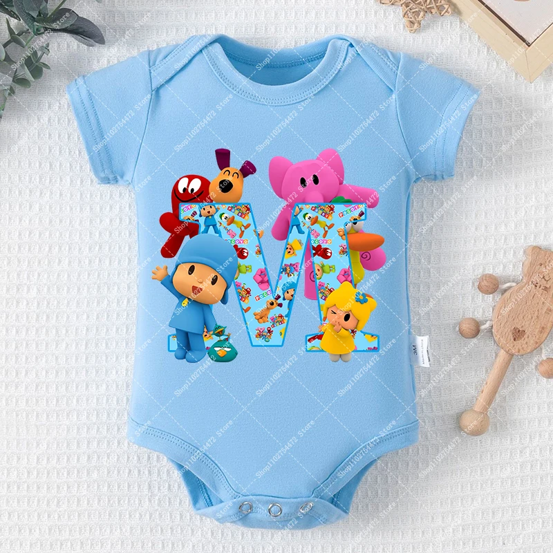 Body de Algodón para Bebé, Niño o Niña, con Dibujos Animados, Estilo Pocoyo, Traje de Verano Informal para Recién Nacidos, Mono de Manga Corta, Regalo