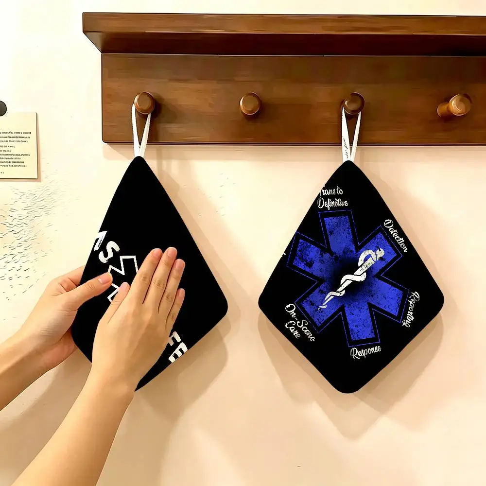 Ems Star Of Life Anime Polyester Cotton Daily Towel, Hanging Kitchen Hand Wiping Cloth, Durable for Whole House Use
