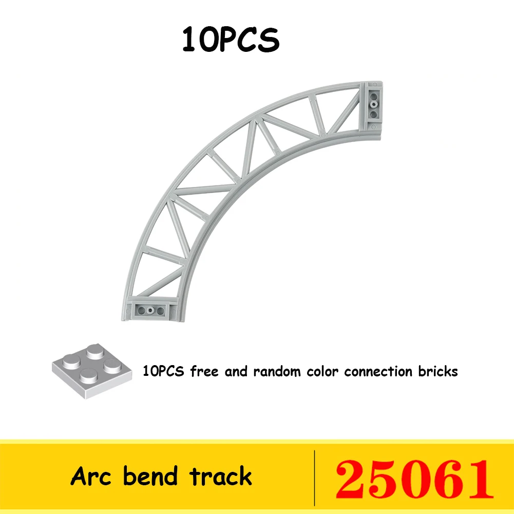 10 x Achterbahn-Schienenschienen, kleine Partikel, technische Teile, MOC-Baustein, kompatibel mit Legoeds 25061, 26559, 26560, 260