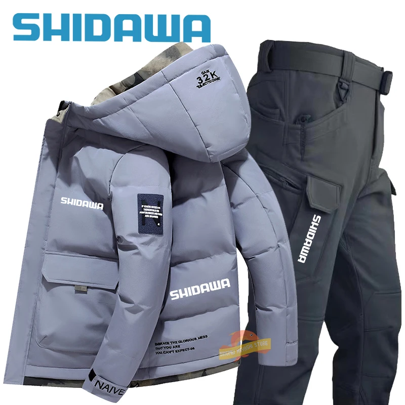 Imagem -05 - Fato de Pesca de Inverno Masculino Windproof Jaqueta de Escalada de Montanha Impermeável Calça Quente Conjunto de Peças Novo