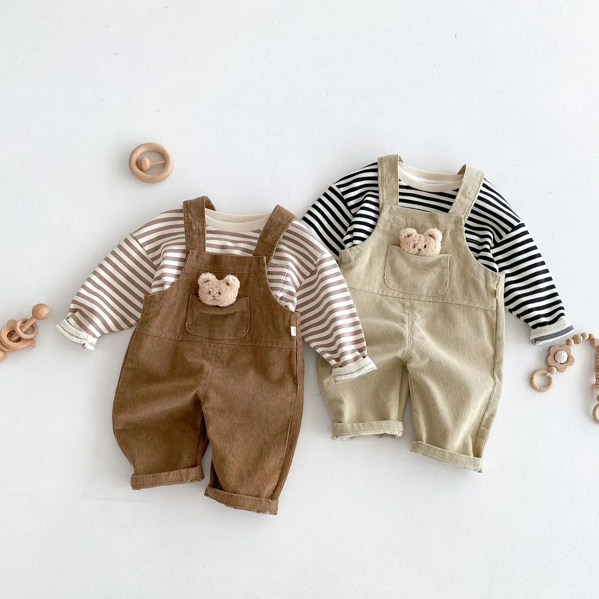 Baby Girls Boys Jumpsuit Toddler Kids Pocket Suspender Infant Cartoon Pant Overalls Spring Autumn Children Clothes Korean Style