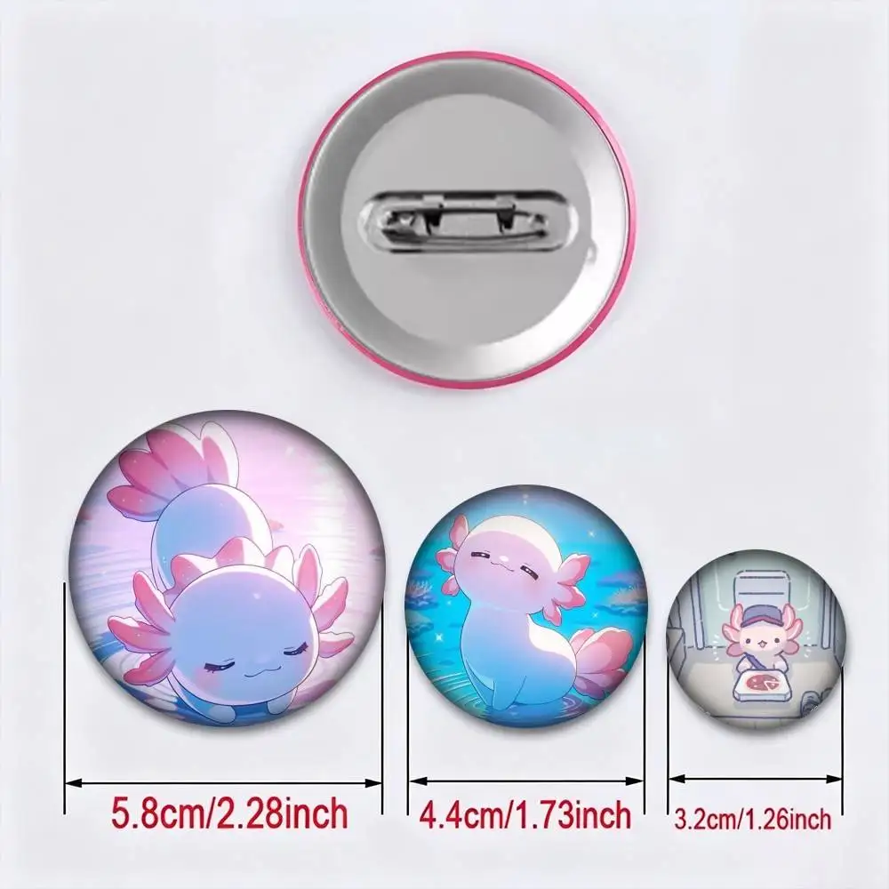 P-Pink A-Axolotl 25 32 44 58 75mm Badges Personalized Round Brooches Pins Accessory Gift