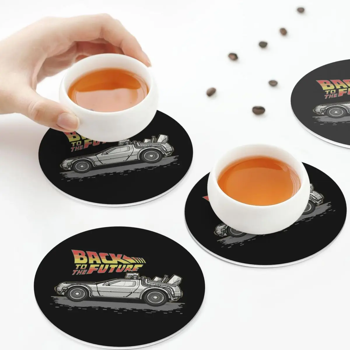 

Back To The Future Coasters Kitchen Placemats Non-slip Insulation Cup Coffee Mats For Decor Home Tableware Pads Set of 4