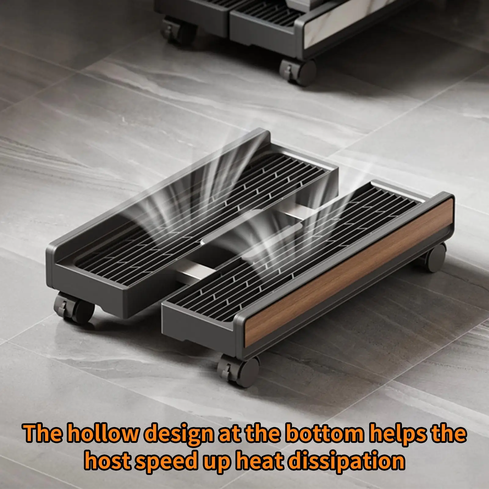 CPU Stand Adjustable Portable Shelf with Brake Wheels CPU Cart for Workplace Laptop Printer Monitor Game Room Storage Floor
