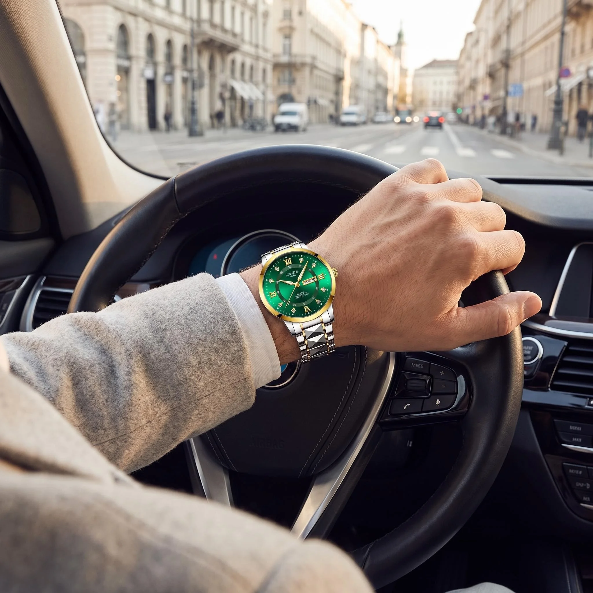 Men's quartz watch with a two- - Luxury Watch Green Dial recension och pris
