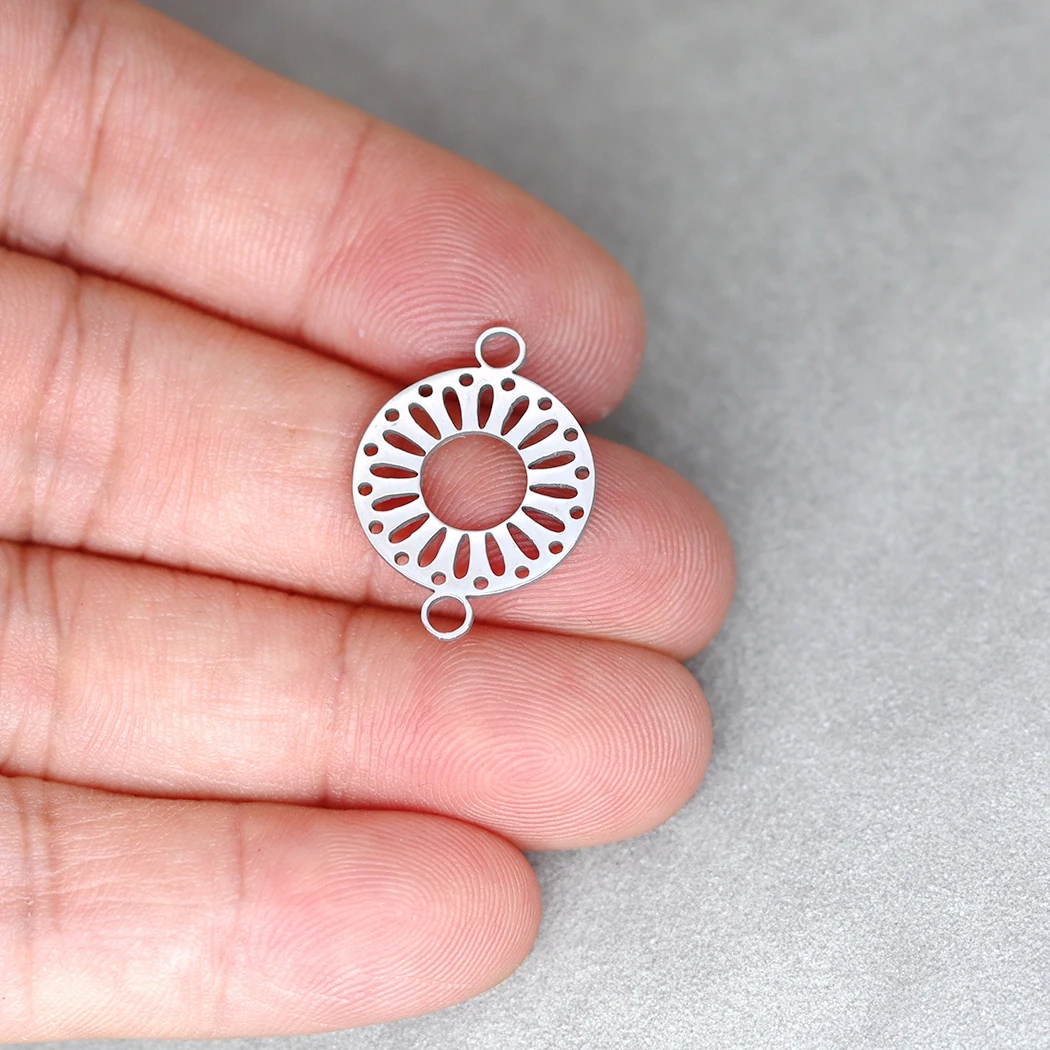 3pcs Stainless Steel Double Ring Sun Flower Pendant Charms for Jewelry Making DIY Craft Bracelets Necklace Talisman Accessories