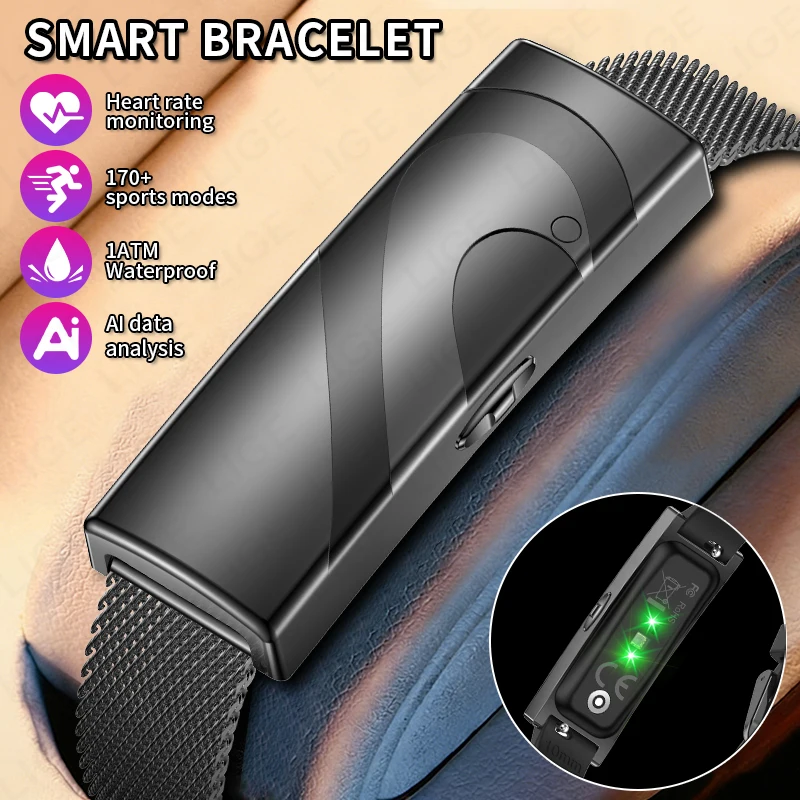 

LIGE New Couple Smart Bracelet Real-time Heart Rate Monitoring Sport Fitness Tracker Wristband Waterproof Smart Watch Men Women