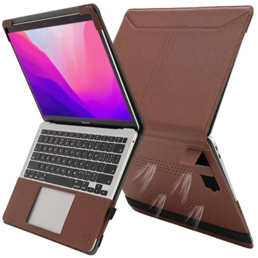 

TYTX Compatible with MacBook Pro 13 Inch Case 2016-2025 PU Leather with Stand and Vents for Model M2 A2338 M1 A2251 A2289 A2159