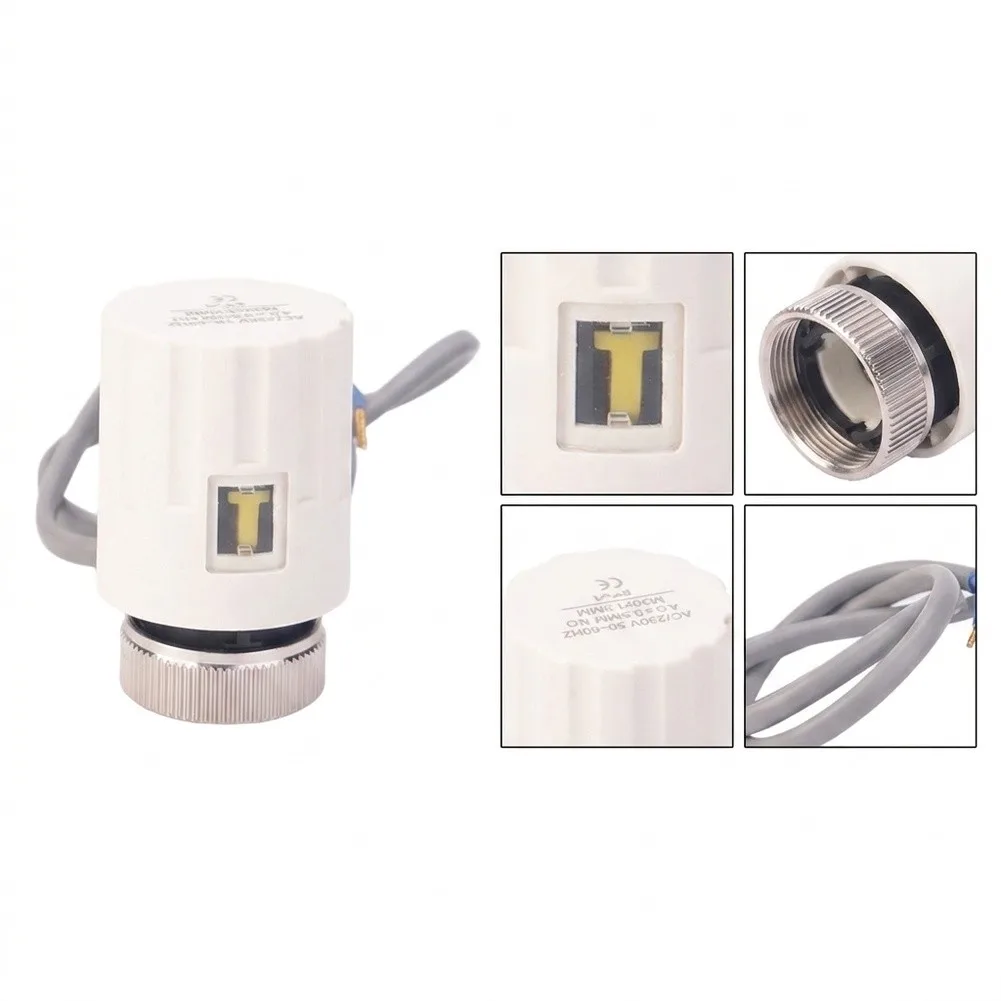 230V Electric Thermal Actuator M30x1.5 White PC Material For Underfloor Heating Manifold Radiator Valve Head