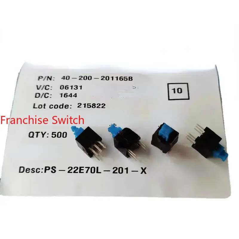 10PCS PS-22E70L-201 High-quality Taiwan Province Self-locking Switch 7*7 7X7 Double-row 6-pin  One Row 3-pin.