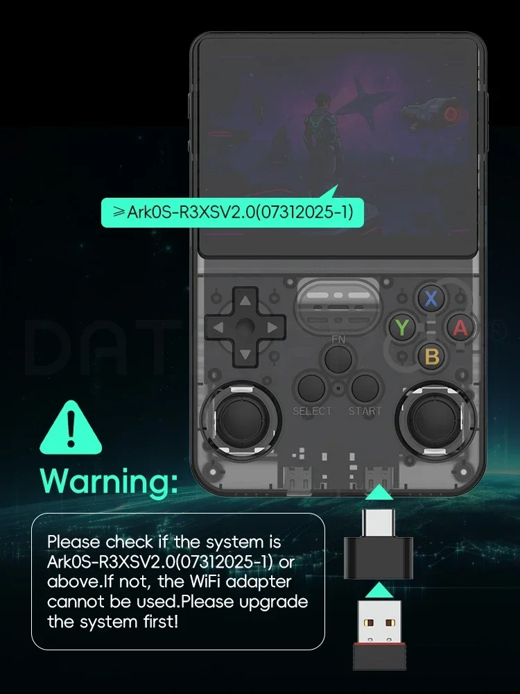 WiFi Adapter Kit for R36S / R36H / R36 / R36PLUS Handheld, Type-C OTG Adapter + USB WiFi Dongle, For ArkOS