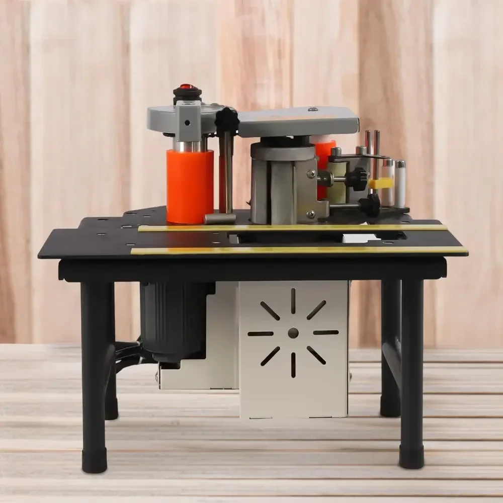 

Портативный кромкооблицовочный станок 110 В, 5 м/мин, двухсторонняя клейка для дерева, ПВХ, АБС-материалов, деревообрабатывающий инструмент