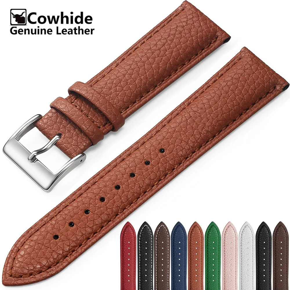 SAMCO Genuine Leather Watch Band 12/14/16/18/19/20/21/22/24 mm Watch Strap for Man Women High-quality Wrist Watchband + Tool