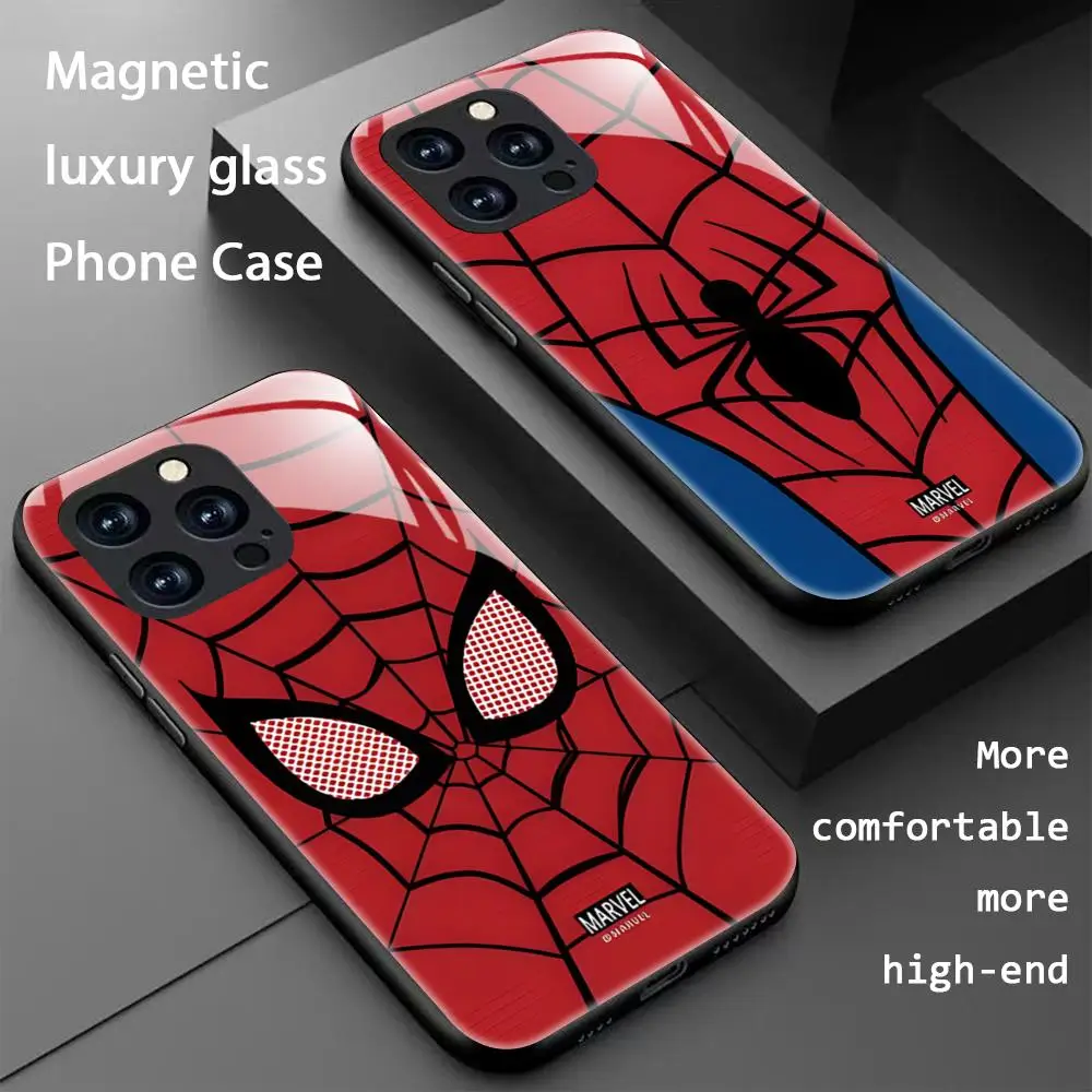 Cool S-Spi-derES Man Popular Phone Case For iPhone 16 15 14 13 12 11 X XR XS 8 Plus Mini Pro Max Glass Magnetic Phone Case