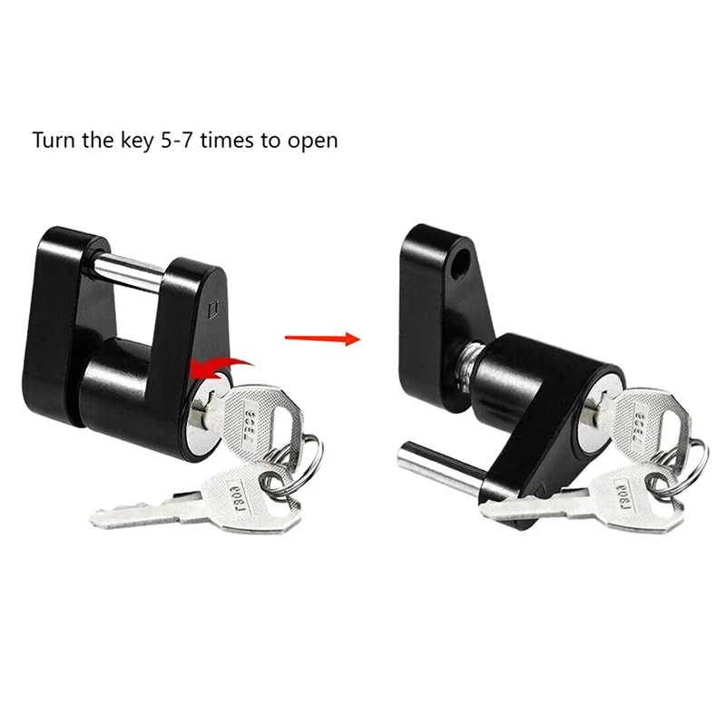 1 Set Tow Boat RV Truck Car Parts Zinc Alloy 1/4" Trailer Hitch Coupler Lock Anti-theft Locking Hauling Security Towing Tow Bar