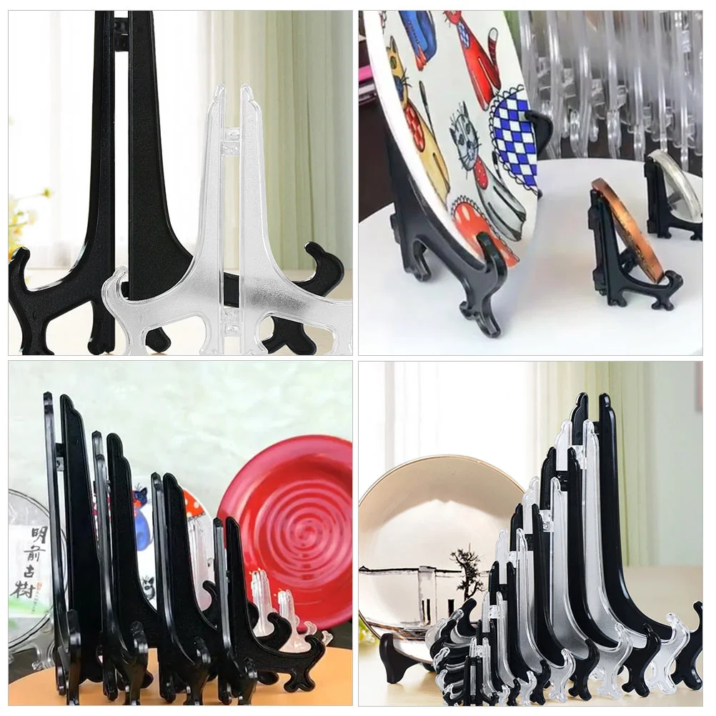 12 Pcs Display Stand Base Dish Rack Plate Bracket Tea Cake Holders Plastic Shelf